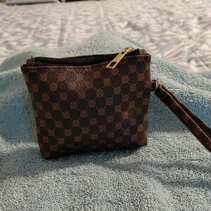 Elegant Brown Checkered Women's Clutch